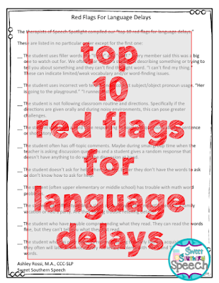 Printable list of Red Flags for language delays