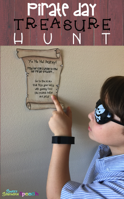 Download a FREE printable treasure hunt for Pirate Day!