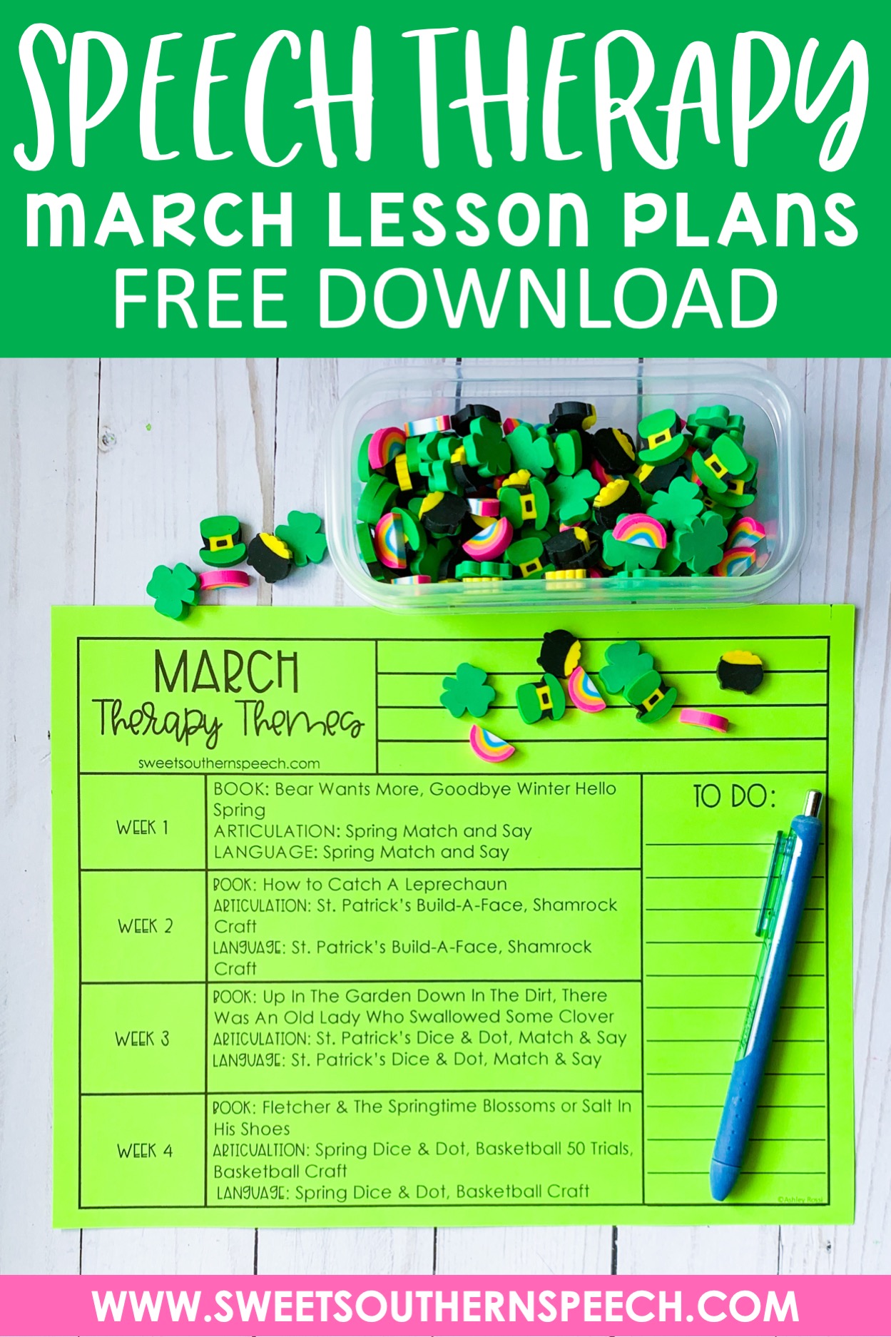 Free March Lesson Plans for Speech Therapy