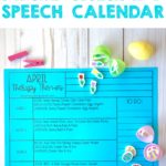 FREE April Speech Therapy Calendar to plan themed therapy activities