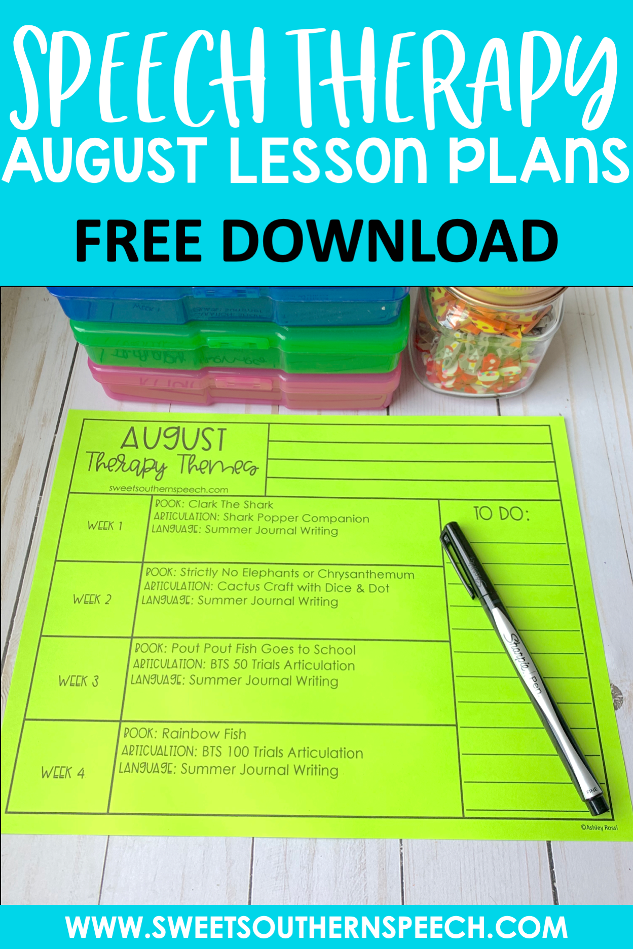 August Speech Therapy Lesson Plans