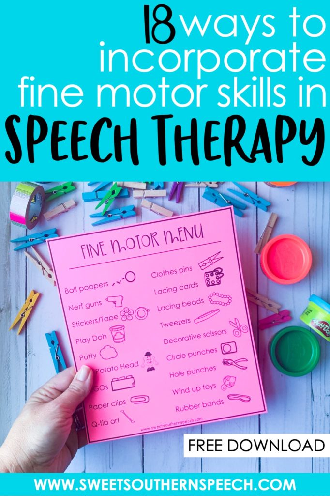 A free download to help incorporate fine motor skills in your speech therapy activities with preschool and elementary kids