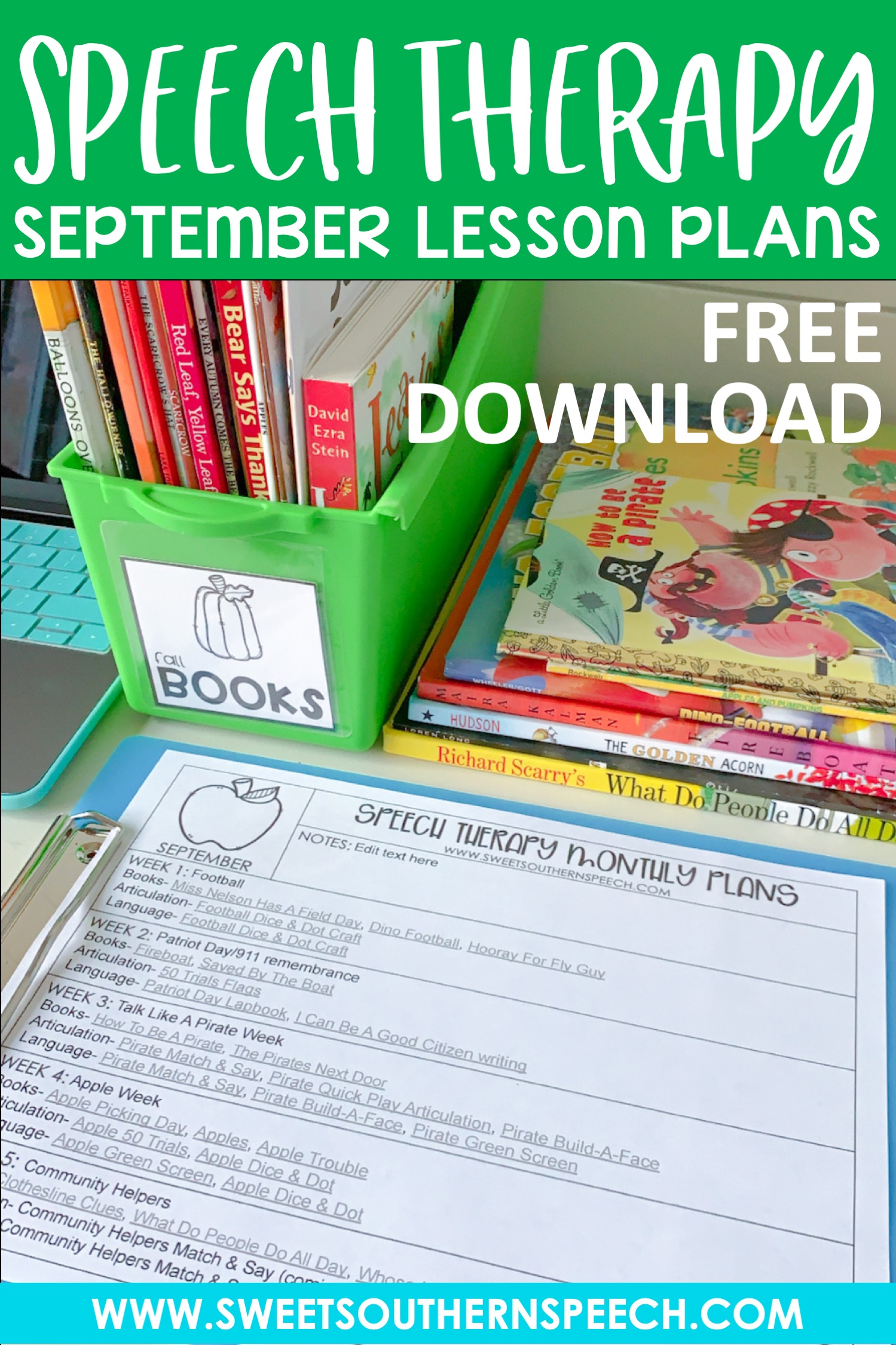 Speech Therapy Lesson Plans for September