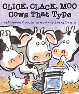speech and language teaching concepts for click clack moo cows that type in speech therapy