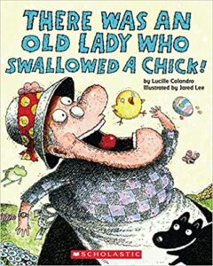speech and language teaching concepts for There Was an Old Lady Who Swallowed a Chick in speech therapy​