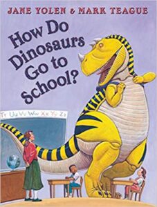 speech and language teaching concepts for How Do Dinosaurs Go to School? in speech therapy